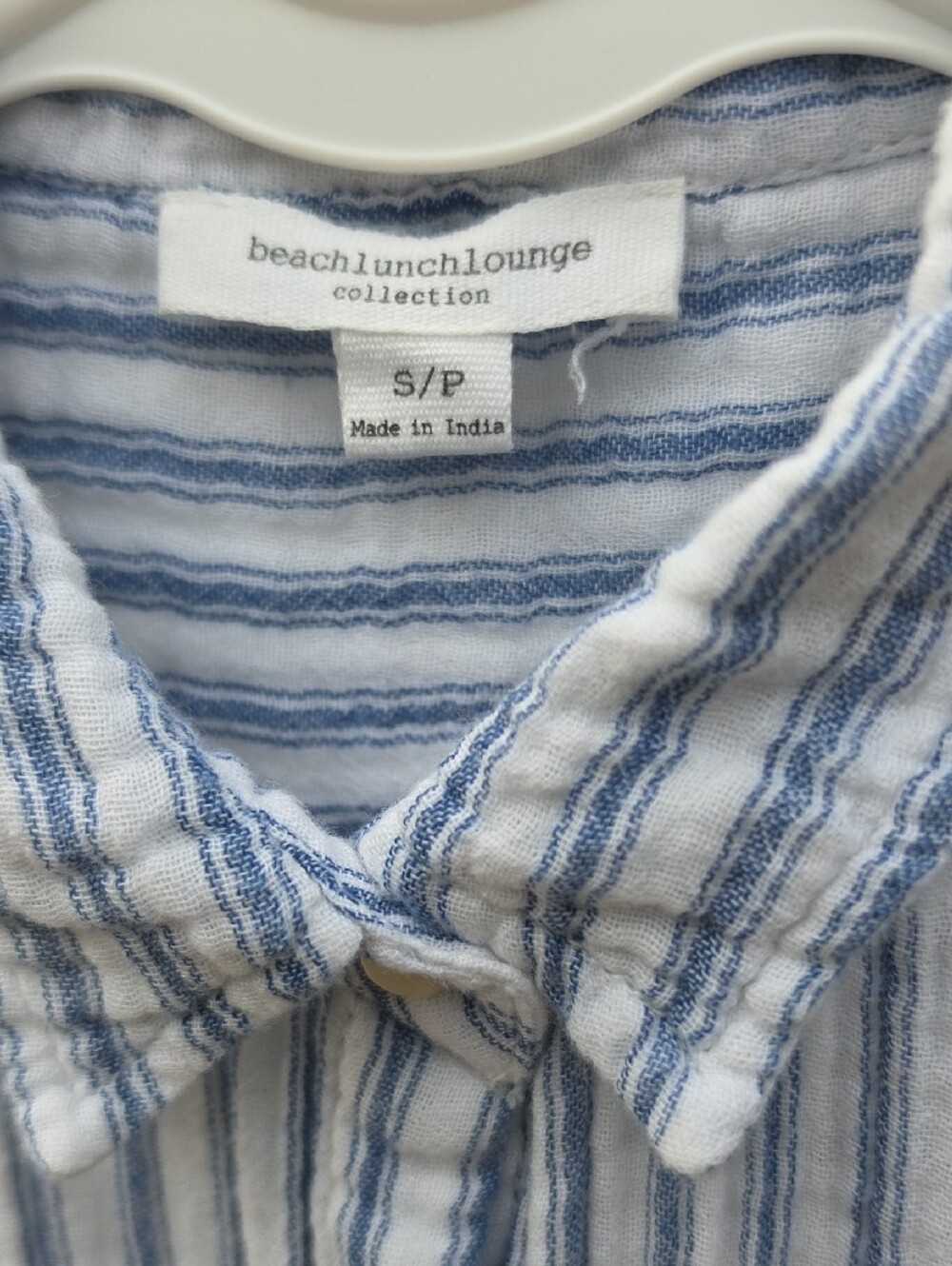 beachlunchlounge Blue and White Striped Casual Button-Down Shirt - Picture 2 of 8